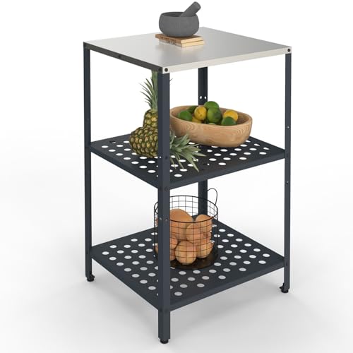 IDMarket - Meuble de Cuisine extérieure Pareo 2 étagères en Acier Gris Anthracite