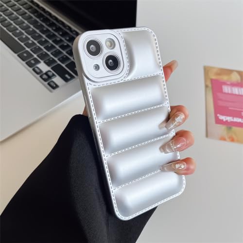 NOBAA The Puffer Liquid Silicone Shockproof Case For iPhone 15 14 13 12 11 Pro X XS XR Max 8 7 Plus SE Down Jacket Bumper Cover,Rose,For 8Plus,7Plus