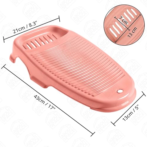 Image of ABOUT SPACE Cloth Washing Board - Non-Slip Handwash Board for Clothes - Cloth Washboard for Infant /Kid Clothes Shirts Hand Towels Undergarment Wash for Home - (Peach - L 43 x B 21 x H 7 cm)