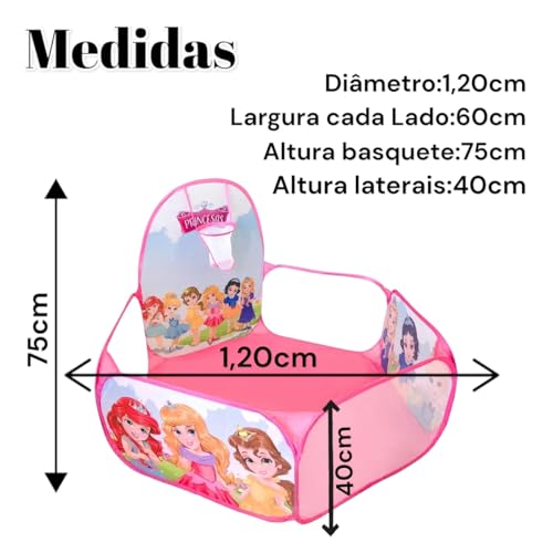 Piscina de bolinha para bebês e crianças infantil com cestinha de Basquete (Rosa)