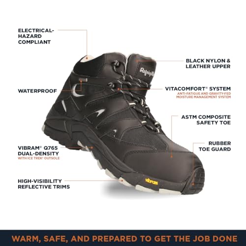 RefrigiWear Mens Crossover Hiker Waterproof Lightweight Work Boots (Black, Size 10 US)3