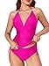 MiYang Women's Halter Polka Dot Tankini Swim Dress(Deep Blue M)