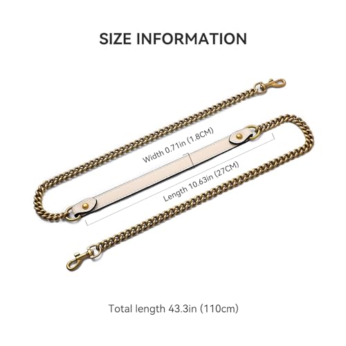 Image of jiesinlov Purse Leather and Chain Bag Shoulder Strap Replacement Crossbody for Handbags,43 Inches in Length(Gilt-off white)