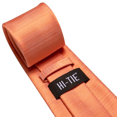 Image of Hi-Tie Men Silk Ties Set with Flower Lapel Pin Necktie Pocket Square Cufflinks for Tuxedo Wedding Business