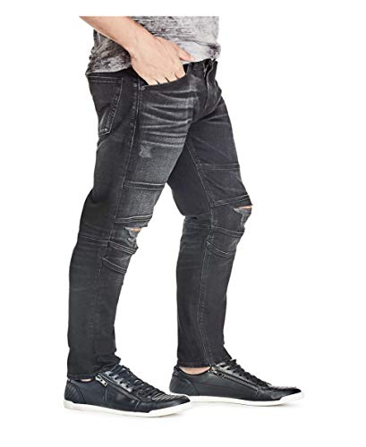 GUESS Men's Low Rise Slim Fit Tapered Leg Moto Jean2
