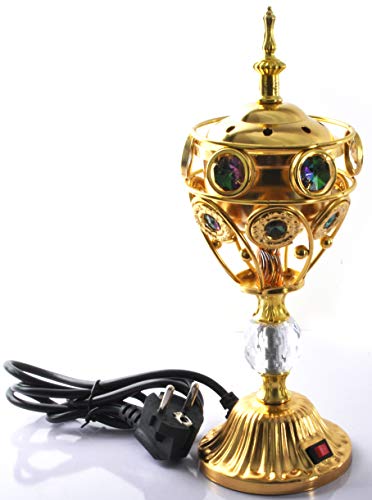 Senshi japan Arabische Bakhoor wierookbrander gedessineerd metaal - perfect voor het vrijgeven van geuren langzaam - wierook, olie, geen kolen vereist! (goud)