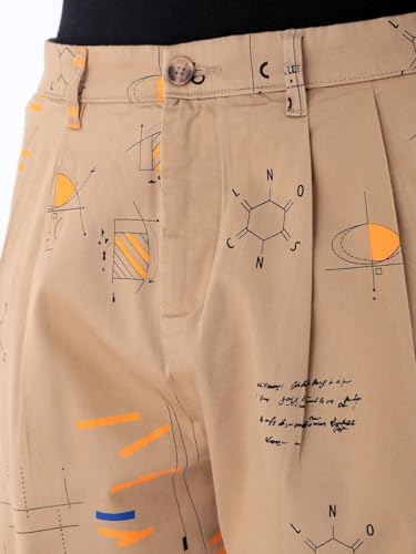 Image of The Indian Garage Co Men Mid Rise Relaxed Cropped Face Print Mid-Rise Stretchable Chinos