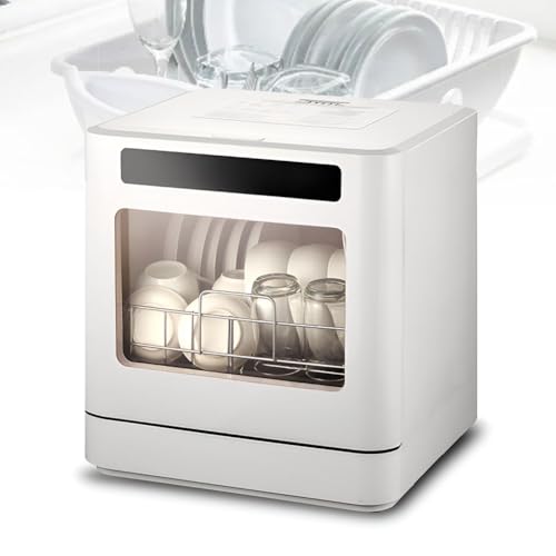 FURLOU Automatic Dishwasher, Mini Table Top Dishwasher Compact Countertop Dishwasher, with Fruit Wash Function, Drying Cycle, Touch Control, for Apartments, Dorms, Offices, Camping
