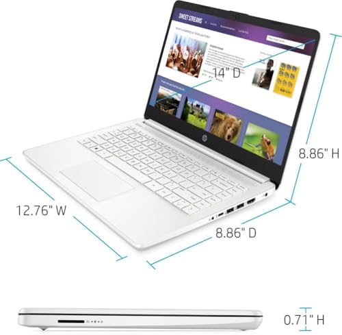 HP 14-dq3000dx 14" HD Laptop, Intel Celeron N4500, 4GB DDR4 RAM, 64GB eMMC, Intel UHD Graphics, Windows 11 Home, Wi-Fi 6, Snowflake White by HP - Image 4