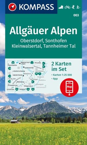 KOMPASS Wanderkarten-Set 003 Allgäuer Alpen, Oberstdorf, Sonthofen, Kleinwalsertal, Tannheimer Tal (2 Karten) 1:25.000: inklusive Karte zur offline Verwendung in der KOMPASS-App.