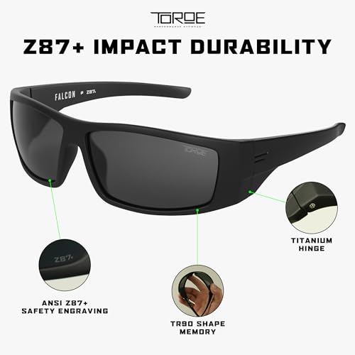 Image of TOROE z87+ Safety Polarized Wrap Around FALCON Sunglasses Tr90 Frame, Anti Scratch Lenses