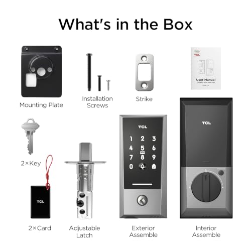 TCL Wi-Fi Smart Lock D2, Keyless Entry WiFi Door Lock with Key Fob, Built-in Doorbell, Touchscreen Keypad, App Remote Control, Easy Installation, No Bridge Required, Auto Lock (Dark Grey) - image 9