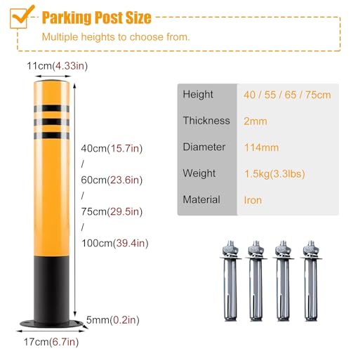 Bolardos De Tráfico, Conos De Tráfico, Barrera De Seguridad, Postes Delimitadores De Tráfico De Hierro, Poste Delimitador Amarillo con Base, Barrera De Seguridad De,Yellow-H60cm 2pc