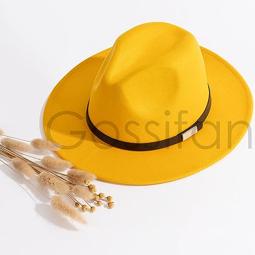 Image of Fedora Hats for Men Wide Brim Panama Hat with Classic Belt
