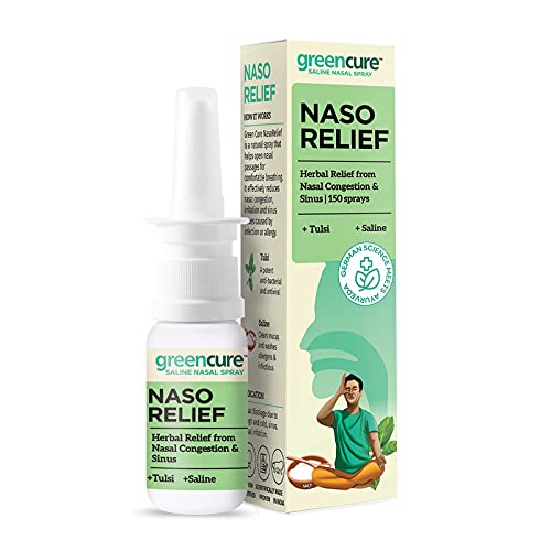 Green Cure Nasorelief Herbal Relief from Nasal Congestion, Allergies & Sinus with Tulsi & Saline, German Science with Ayurveda, AYUSH Ministry Certified - 15ml