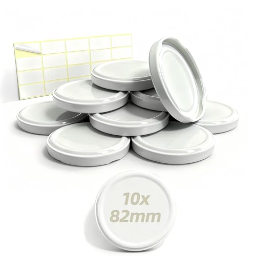 Schraubdeckel Für Gläser Twist Off Deckel gläser - Ø 82mm Twist Off Deckel Weiß, Schraubdeckel für Gläser, Einmachdeckel für Marmeladengläser(230/350/435/565 ml), Mit 20 Etiketten Selbstklebend, 10Stk Schraubdeckel Für Gläser Twist Off Deckel gläser - Ø 82mm Twist Off Deckel Weiß, Schraubdeckel für Gläser, Einmachdeckel für Marmeladengläser(230/350/435/565 ml), Mit 20 Etiketten Selbstklebend, 10Stk