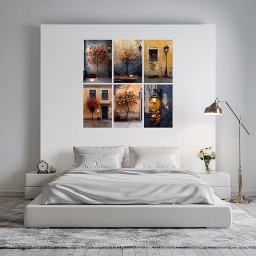 Image of SiddArtify Vintage Floral Wall Art Prints Set - Rustic Rose Poster Decor for Living Room Bedroom Office - 12x18 inch Sticker Pack of 6