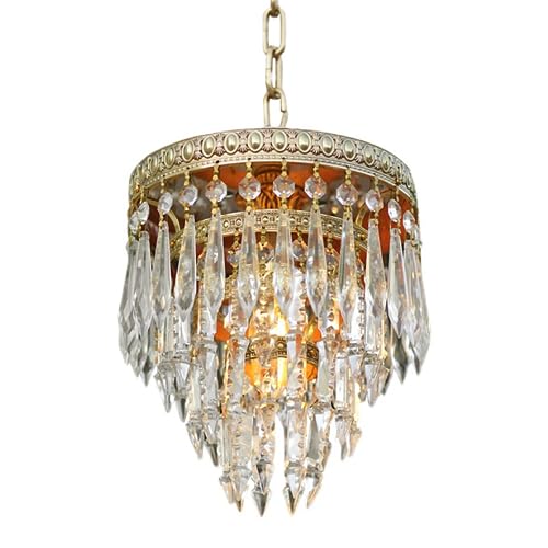 Lustre en laiton vintage avec pendentifs glaçon pour chambre