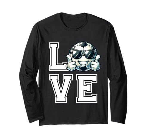 Diseño Divertido Amor por el Fútbol Love Balón de Fútbol Manga Larga
