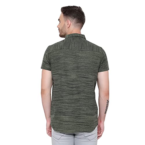 Image of LATEST CHIKAN Men's Cotton Blend Textured Half Sleeves Shirt
