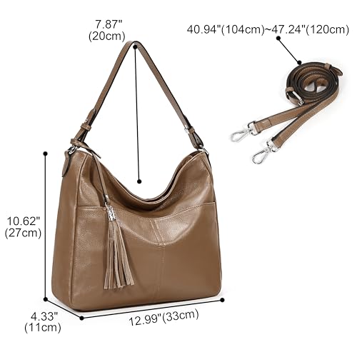 Image of YALUXE Women's Real Leather Shoulder Bag Hobo Handbag Purse Crossbody Bag
