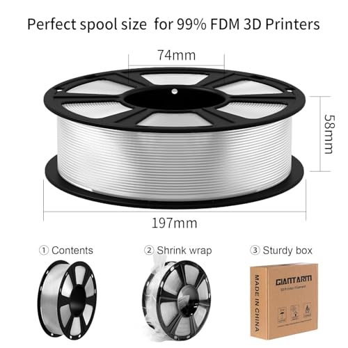 Image of GIANTARM Clear PLA Filament, 1.75mm Transparent PLA 1kg Spool (2.2lbs), 3D Printer Filament with Vacuum Packaging