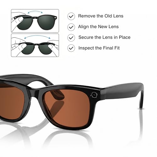 Image of YEIN Replacement Lenses for Ray-Ban Meta RW4006 /RW4012(50mm), Photochromic /Blue Light Blocking /Polarized Sunglasses Lenses