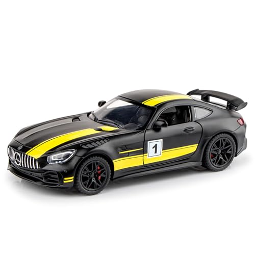 Image of Alokik Enterprise 1:32 Merecdes Amg GTR Diecast Car Models Toys Metal Alloy 2 Openable Door and Sound & Light, Pull Back Toys Gifts for Boys Best Gift Car (Black /Yellow)
