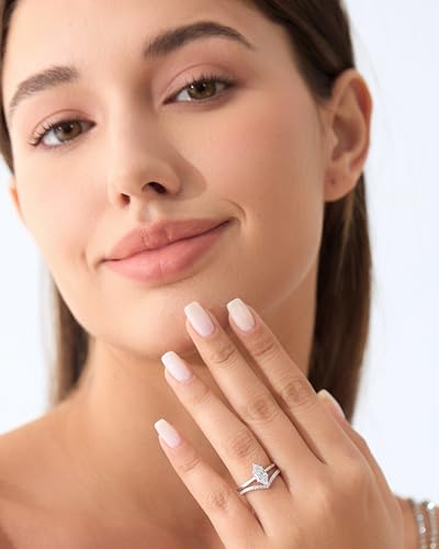 Michooyel S925 1.5ct Marquise Cut 2in1 Engagement Rings For Women Wedding Bands Ring Bridal Set Sterling Silver Promise Ring For Women4