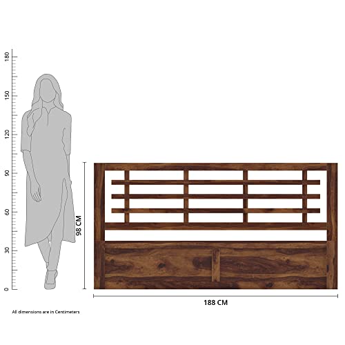 Image of Solid Sheesham Wood Meliora King Size Bed with Box Storage Wooden Double Bed Palang Cot for Bedroom, Living Room, Hotel and Home (Natural Finish)