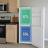 HYE Fridge Freezer - Small 50/50 Freestanding Fridge Freezer, 144cm Height, 48cm Width, 142 Litre Capacity, Suitable For Apartments & Couples, Compact Design For Small Kitchens, White - Image 6