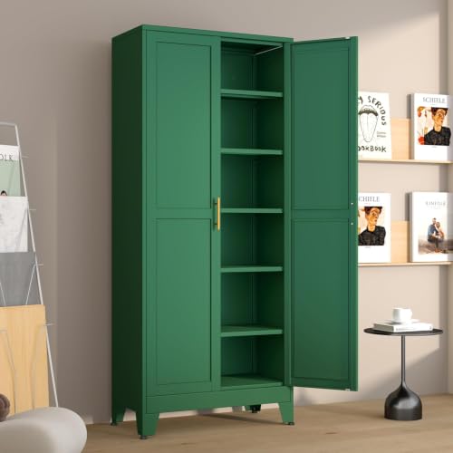 Image of winiowa Metal Pantry Cabinet with 2 Doors and 5 Adjustable Shelves