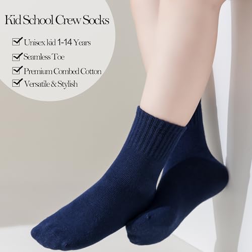 JORMATT School Kids Boys Crew Socks Girls Toddler Cotton Athletic Dress Socks Seamless Toe Unisex 4 Pairs3