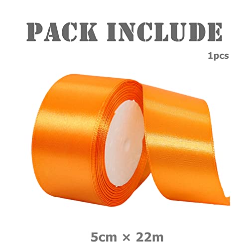 50mm Wide Orange Ribbon for Crafting 22M 2Inch Double Sided Orange Autumn Fabric Ribbon for Presents Wedding, Car, Sewing, Floral, Xmas - Image 2