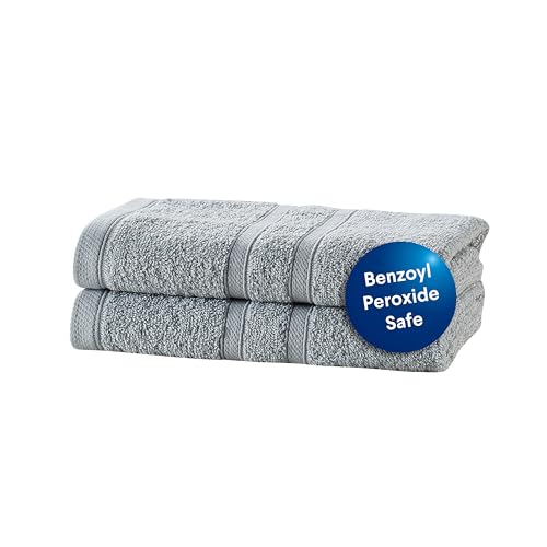 CLOROX Bleach Friendly Towels, Quick Dry, 100% Cotton Hand Towels (16" x 26"), Highly Absorbent Soft Lightweight, Ideal for Everyday Use, Easy to Wash (2 Pack, Light Grey) by Clorox - Used condition - US$16.06