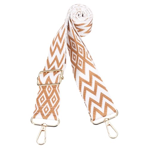 Image of PATIKIL 55in Purse Straps Replacement Crossbody, Bag Straps Crossbody Universal Adjustable Canvas Bohemian for Purses Handbags Guitar, White Brown