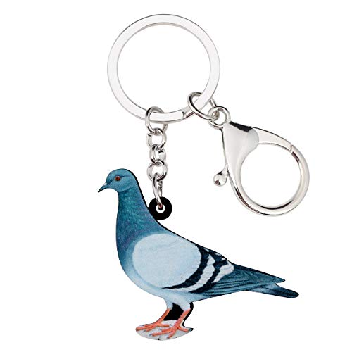 Weveni Porte-clés en acrylique Motif pigeon bleu Cover