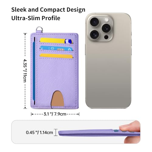 Image of Mayski Slim Wallet, Credit Card Holder for Women, Minimalist Front Pocket RFID Blocking Card Cases, Small Wallet Women Men(Cross Light Purple)