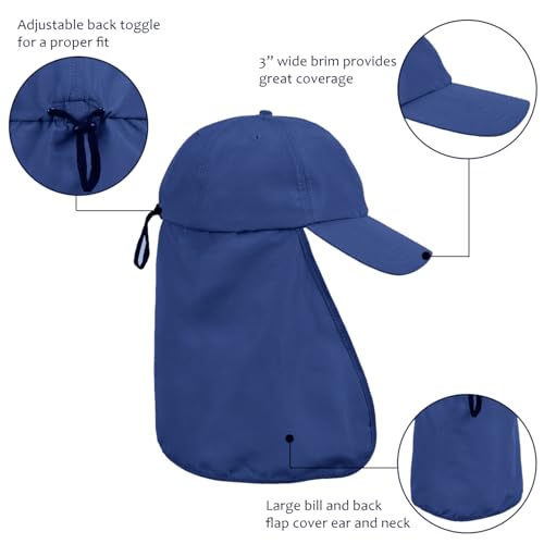 Image of Solaris Outdoor Fishing Hat with Ear Neck Flap Cover Wide Brim Sun Protection Safari Cap for Men Women Hunting, Hiking, Camping, Boating & Outdoor Adventures