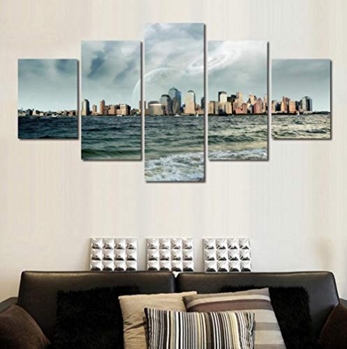 Tableau mer en toile 5 pièces pour salon moderne