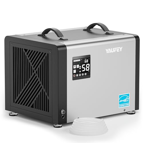 Image of Yaufey 70 Pint Energy Star Commercial Dehumidifier with Pump for Crawl Space, Basement, Industrial, up to 5,000 Sq. Ft., 10%-98% RH Humidity Control, Auto Defrost, TUV Certified, 5-Year Coverage