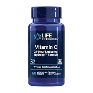 Life Extension Vitamin C 24-Hour Liposomal Hydrogel Formula – Liposomal Vitamin C Supplement for Immune & Skin Health with Calcium – Vegetarian, Gluten-Free, Non-GMO – 60 Tablets
