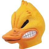 Furious Yellow Duck Latex Mask - Elastic, Carved to Resemble Angry Duck, Ideal for Performances & Novelty Costume