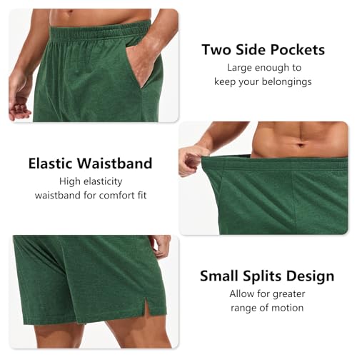 Image of AMY COULEE Mens Lounge Shorts 4 inch Pajama Lightweight Cotton Sleep Bottoms with Pockets