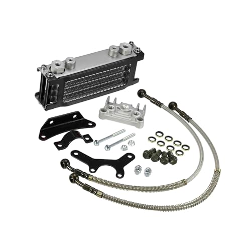 BULLSPANN 1セットエンジンオイルクーラー標準冷却ラジエーターキット ダートバイク ピットバイク モンキーバイク ATV クワッド50CC-160CCエンジン用 ブラック 交換パーツ アクセサリー 交換用