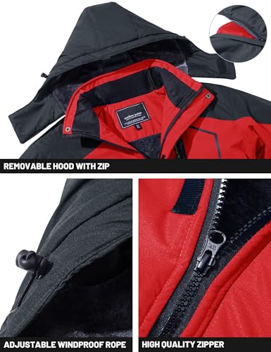 Image of TACVASEN Men's Winter Skiing Jackets Water Resistant Fleece Coats Insulated Thermal Snowboard Jacket Parka Raincoat with Hood