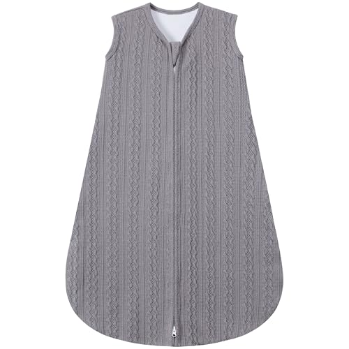 Image of GUNTAIL Baby Sleep Sack 0-6 Months, Baby Wearable Blanket 100% Acrylic knit 2-Way Zipper Toddler Sleeping Sack TOG 0.5 (Grey)