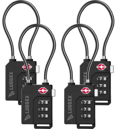 LUGGEX 4 Pack TSA Locks for Luggage, Luggage Locks TSA Approved