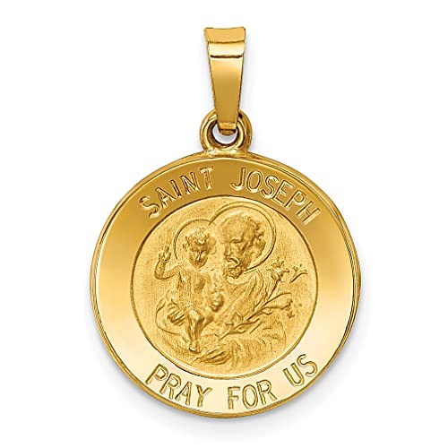 14k Yellow Gold St Joseph Medal Pendant Charm Necklace Religious Patron Saint Fine Jewelry For Women Gifts For Her