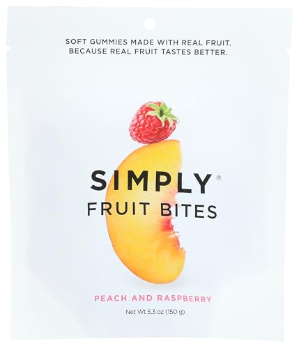 Simply Fruit Gummies Durazno y Frambuesa 5.2 oz x2